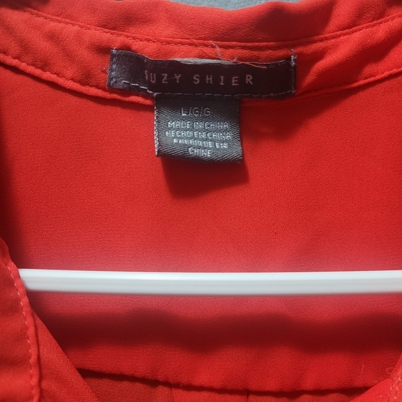Suzy Shier Red Short Sleeve Button Up Blouse L - Picture 4 of 6